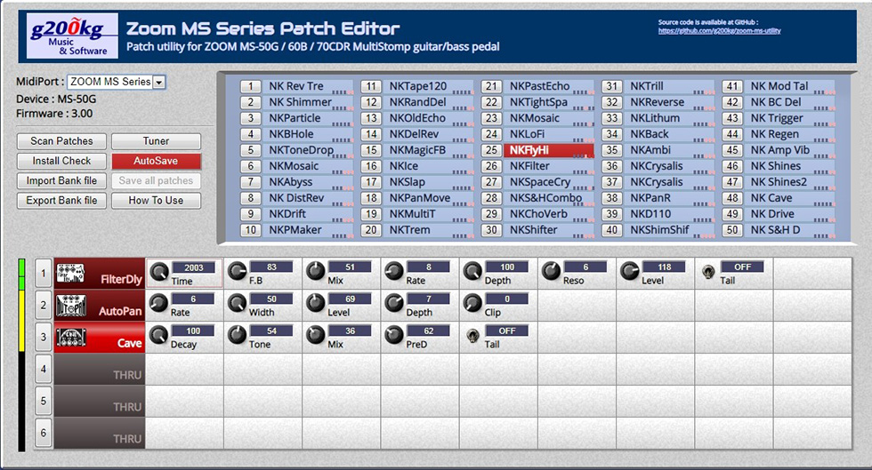 Zoom MS-70CDR g200kg patch editor